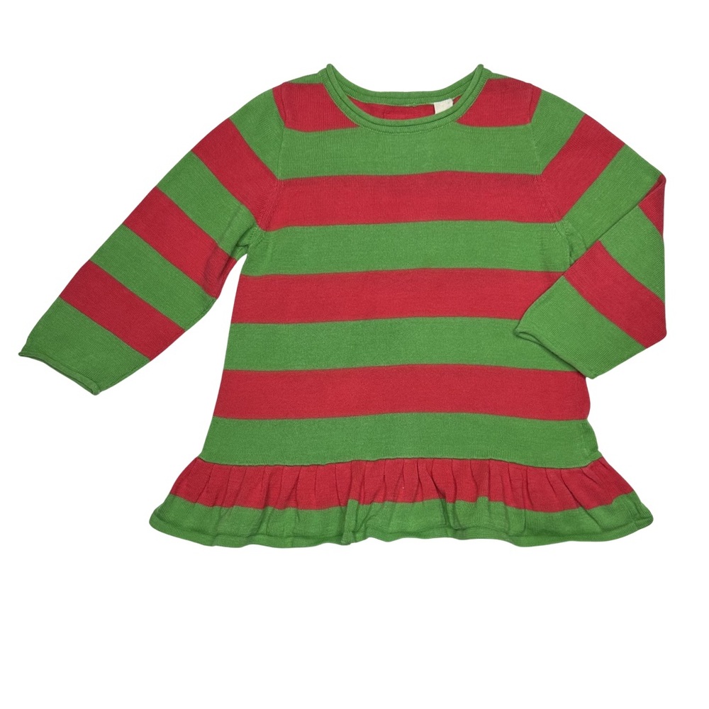 Happy Green Bee Organic Stripe Ruffle Tunic Top